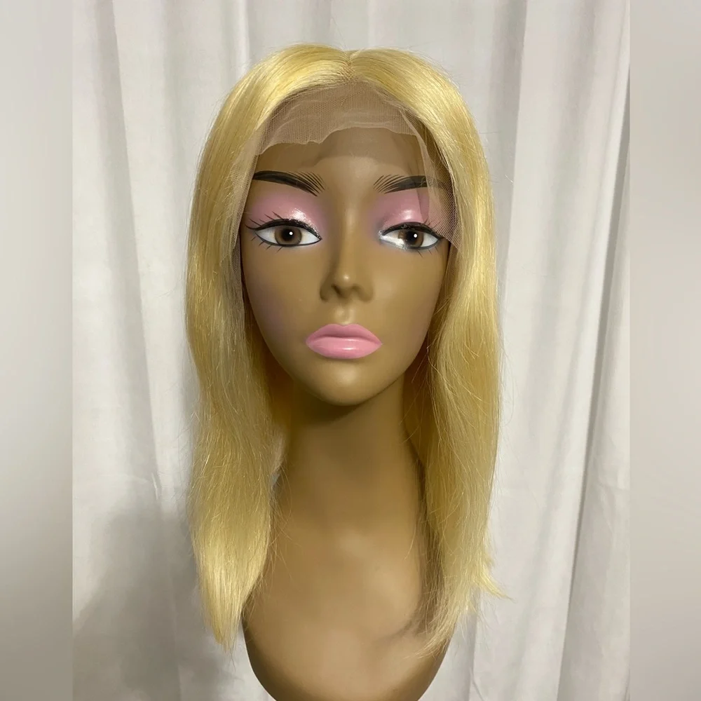 16 Inch Blonde 613 13x4 Lace Front Wig Human Hair Straight Pre-Plucked Med/Large